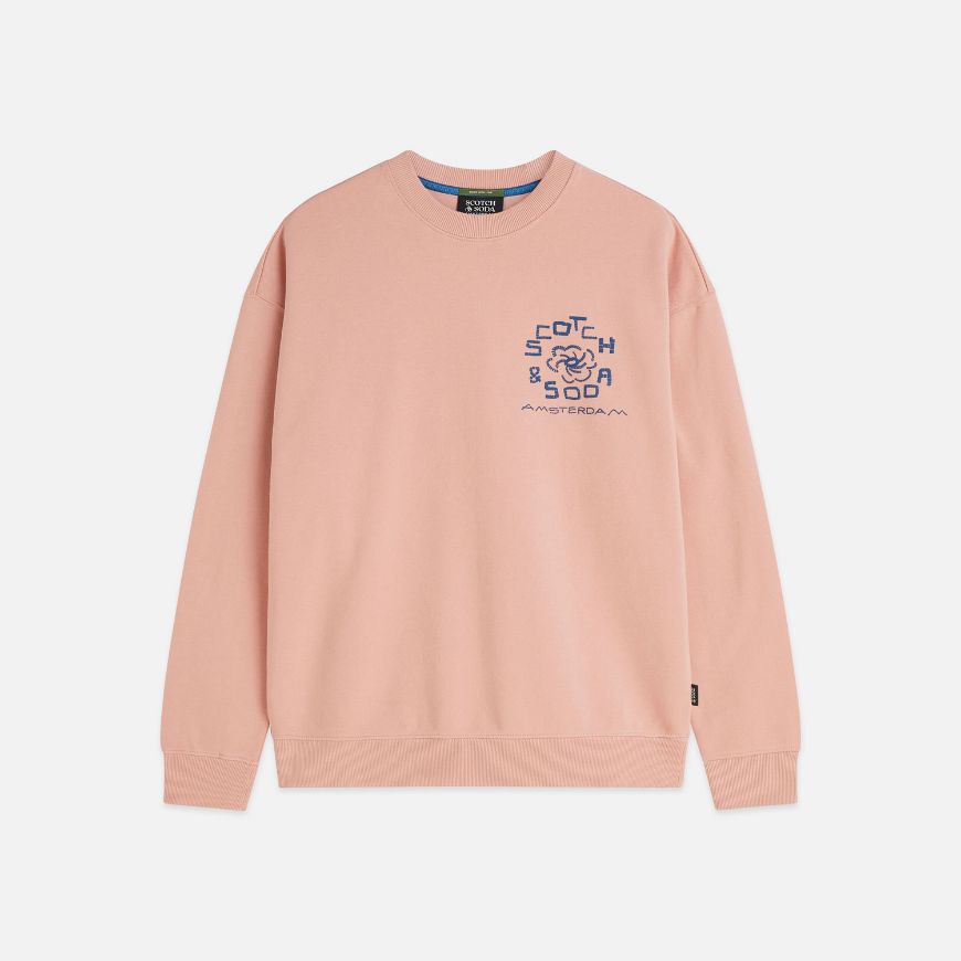 Picture of SCOTCH&SODA MEN'S FRONT AND BACK ARTWORK RELAXED FIT SWEATSHIRT - MISTY ROSE