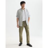 Picture of SCOTCH&SODA MEN'S WARREN COTTON BLEND TWILL BELTED CHINO - OIL GREEN 7