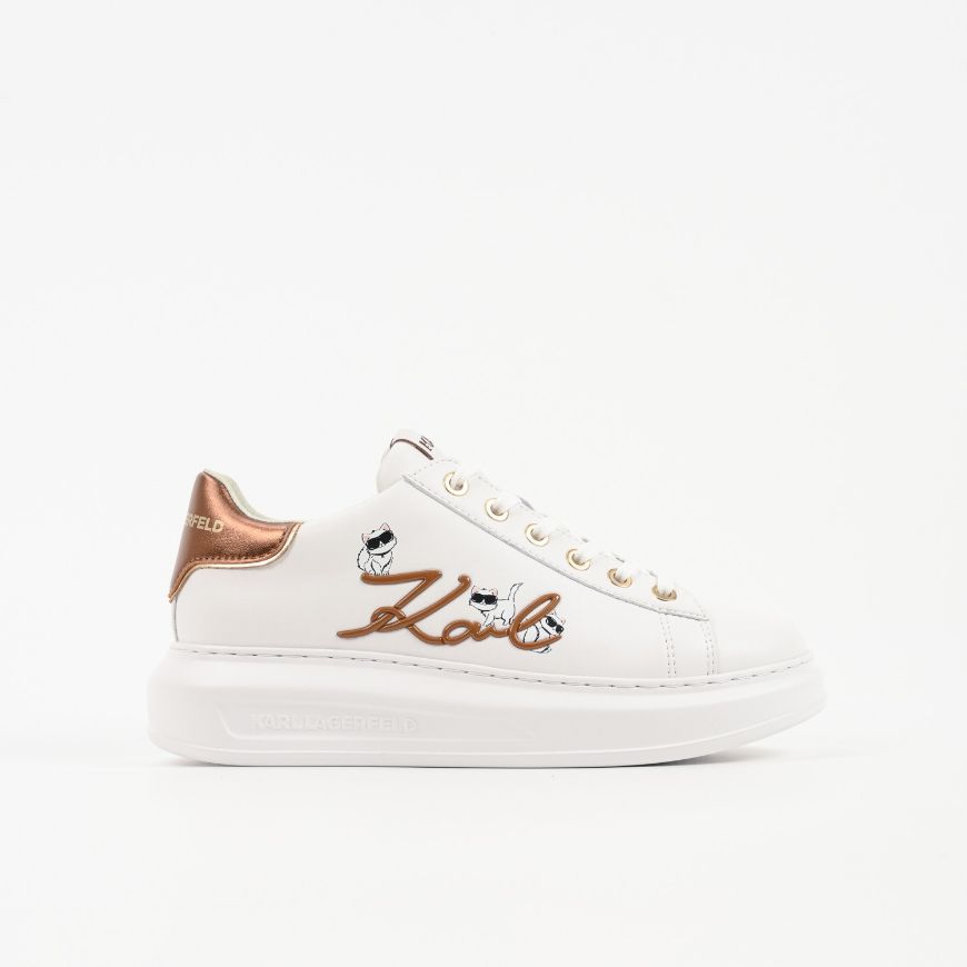 Снимка на KARL LAGERFELD ДАМСКИ СПОРТНИ ОБУВКИ KAPRI COUPETTE TRIO SNEAKERS WHITE W/MID BROWN
