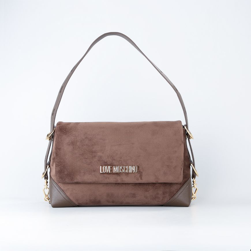 Picture of LOVE MOSCHINO WOMEN'S SHOULDER BAG SIGNATURE ZIP BROWN