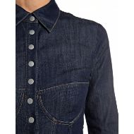 Picture of REPLAY WOMEN'S CROPPED SLIM INDIGO DENIM SHIRT DARK BLUE 4