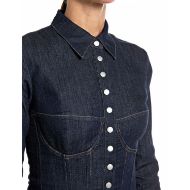 Picture of REPLAY WOMEN'S CROPPED SLIM INDIGO DENIM SHIRT DARK BLUE 3