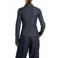 Picture of REPLAY WOMEN'S CROPPED SLIM INDIGO DENIM SHIRT DARK BLUE 2