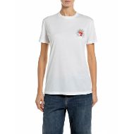 Снимка на REPLAY ДАМСКИ ТОП COTTON T-SHIRT WITH HEART PRINT NATURAL WHITE 1