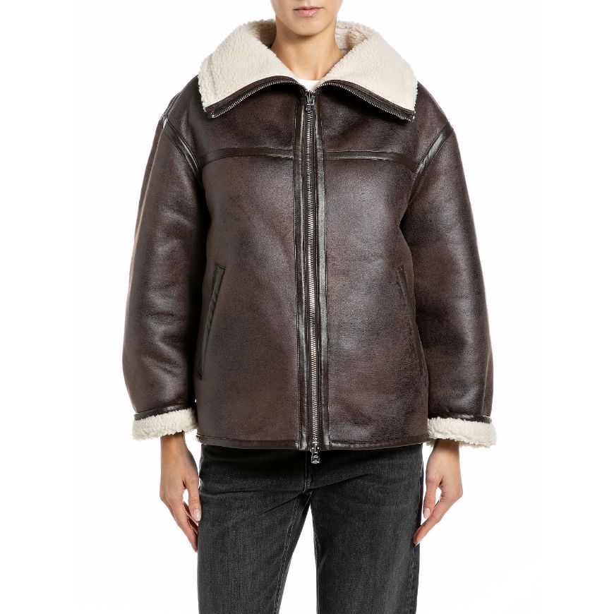 Снимка на REPLAY ДАМСКО ЯКЕ SYNTHETIC SHEARLING JACKET DARK CHOCOLATE