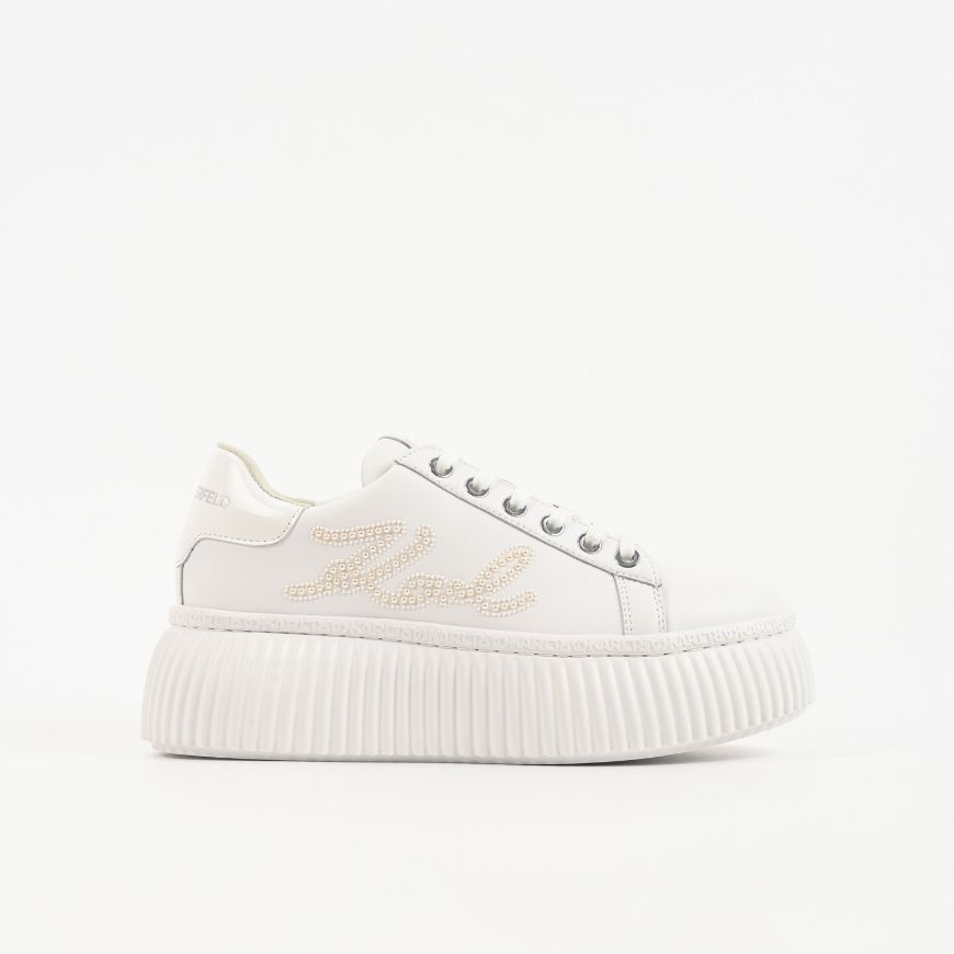 Снимка на KARL LAGERFELD ДАМСКИ СПОРТНИ ОБУВКИ KREEPER PEARL SIGNIA LOW LACE SNEAKERS WHITE
