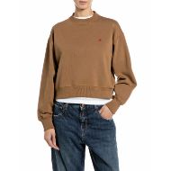 Picture of REPLAY WOMEN'S BOXY-FIT R LOGO FLEECE SWEATSHIRT CARAMEL 1