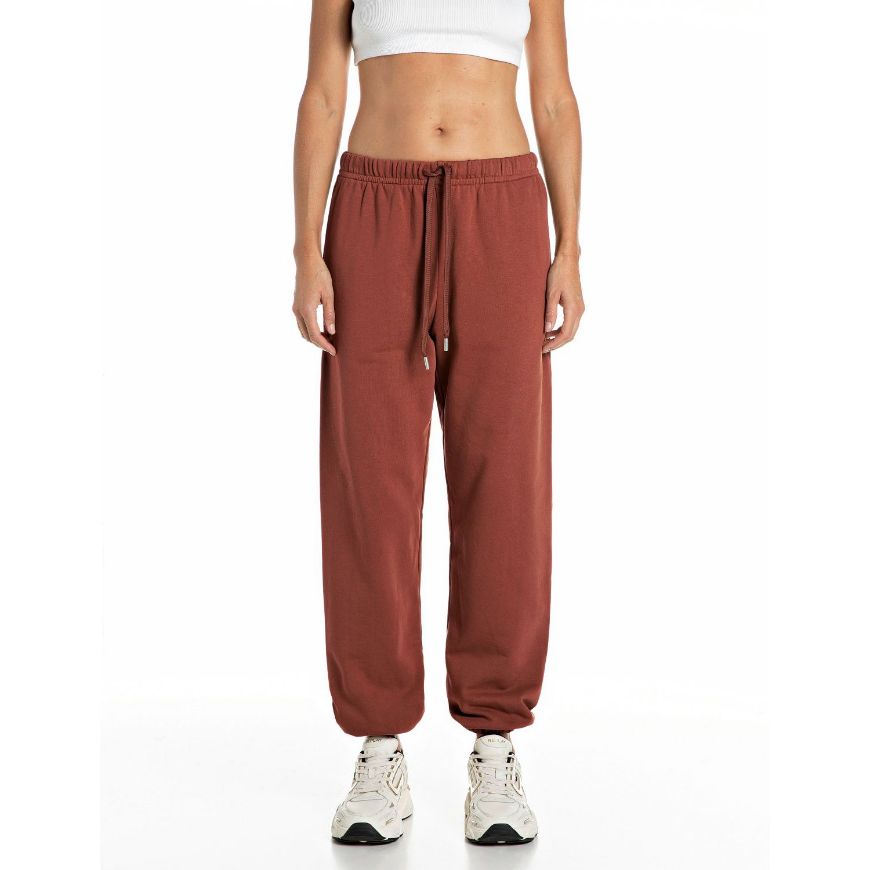Picture of REPLAY WOMEN'S OVERSIZED R LOGO TERRY JOGGERS FIRED BRICK