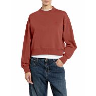 Picture of REPLAY WOMEN'S BOXY-FIT R LOGO FLEECE SWEATSHIRT FIRED BRICK 1