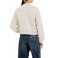 Picture of REPLAY WOMEN'S BOXY-FIT R LOGO FLEECE SWEATSHIRT EGGNOG 2