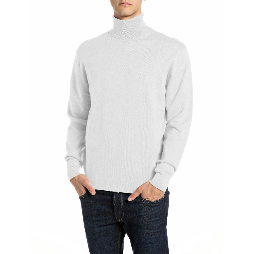 Снимка на REPLAY МЪЖКИ ПУЛОВЕР TURTLE-NECK COTTON CACHEMIRE SWEATER NATURAL WHITE