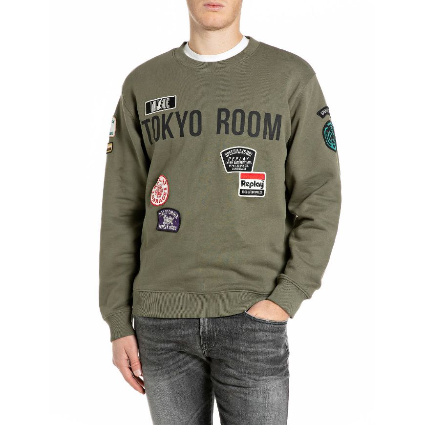 Снимка на REPLAY МЪЖКИ СУИТШЪРТ TERRY COTTON SWEATSHIRT WITH R EMBROIDERY IVY GREEN