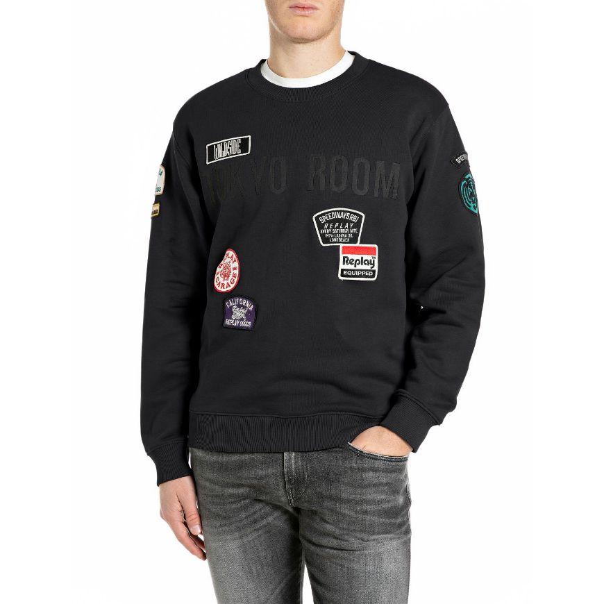 Снимка на REPLAY МЪЖКИ СУИТШЪРТ TERRY COTTON SWEATSHIRT WITH R EMBROIDERY BLACK