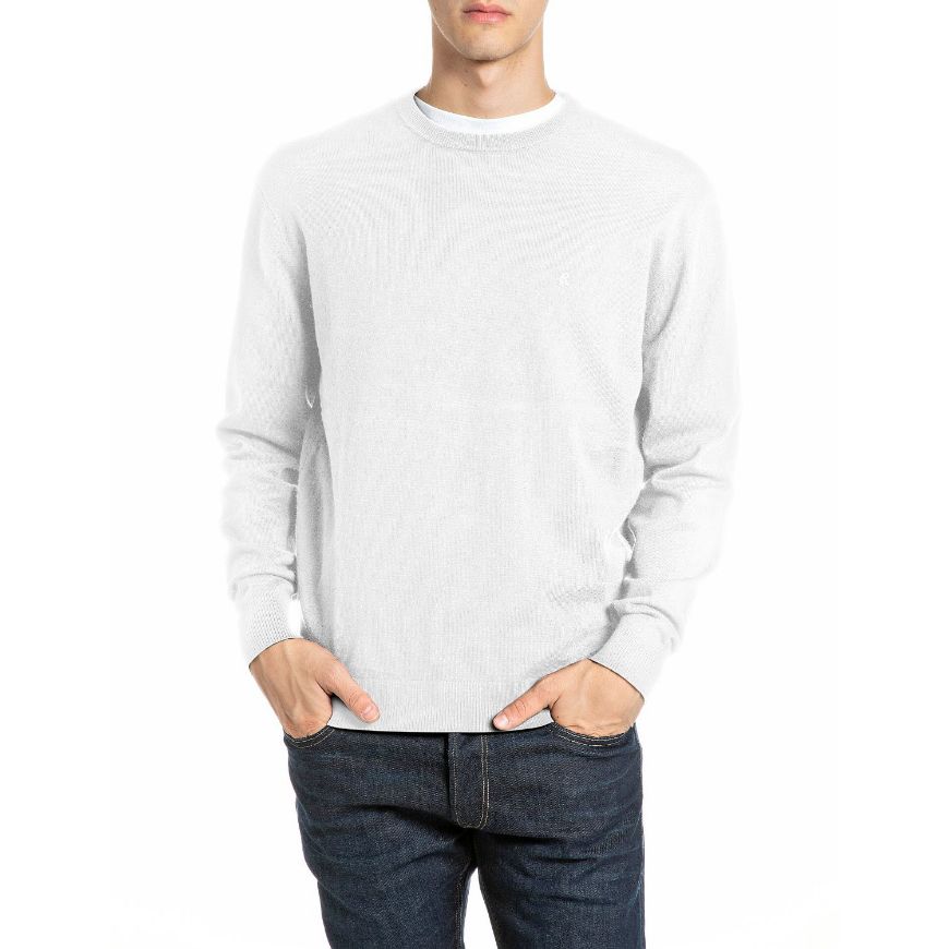 Снимка на REPLAY МЪЖКИ ПУЛОВЕР CREW-NECK COTTON CACHEMIRE SWEATER NATURAL WHITE