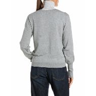 Picture of REPLAY WOMEN'S CROPPED TURTLE-NECK VISCOSE BLEND SWEATER GREY MED MELANGE 2