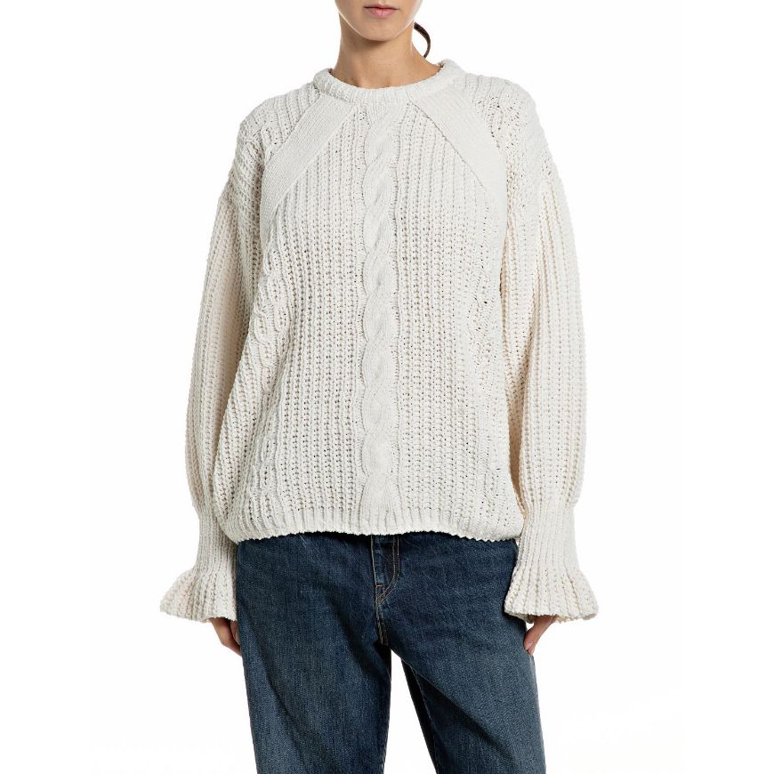 Picture of REPLAY WOMEN'S RELAXED DULL CHENILLE SWEATER GARDENIA