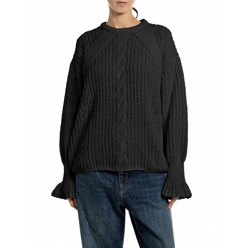Picture of REPLAY WOMEN'S RELAXED DULL CHENILLE SWEATER BLACK