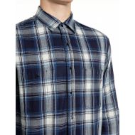 Picture of REPLAY MEN'S RELAXED INDIGO CHECKED TWILL SHIRT NAVY/LT BLUE/NAT.WHITE CHECK 3