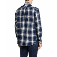 Picture of REPLAY MEN'S RELAXED INDIGO CHECKED TWILL SHIRT NAVY/LT BLUE/NAT.WHITE CHECK 2