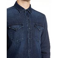 Picture of REPLAY MEN'S DENIM SHIRT WITH EMBROIDERY AND CHEST POCKETS DARK BLUE 3