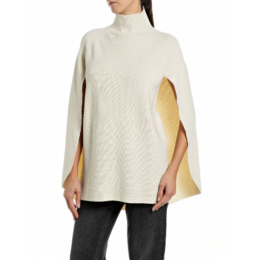 Снимка на REPLAY ДАМСКИ ПУЛОВЕР VISCOSE BLEND HIGH NECK SWEATER WHITE ASPARAGUS