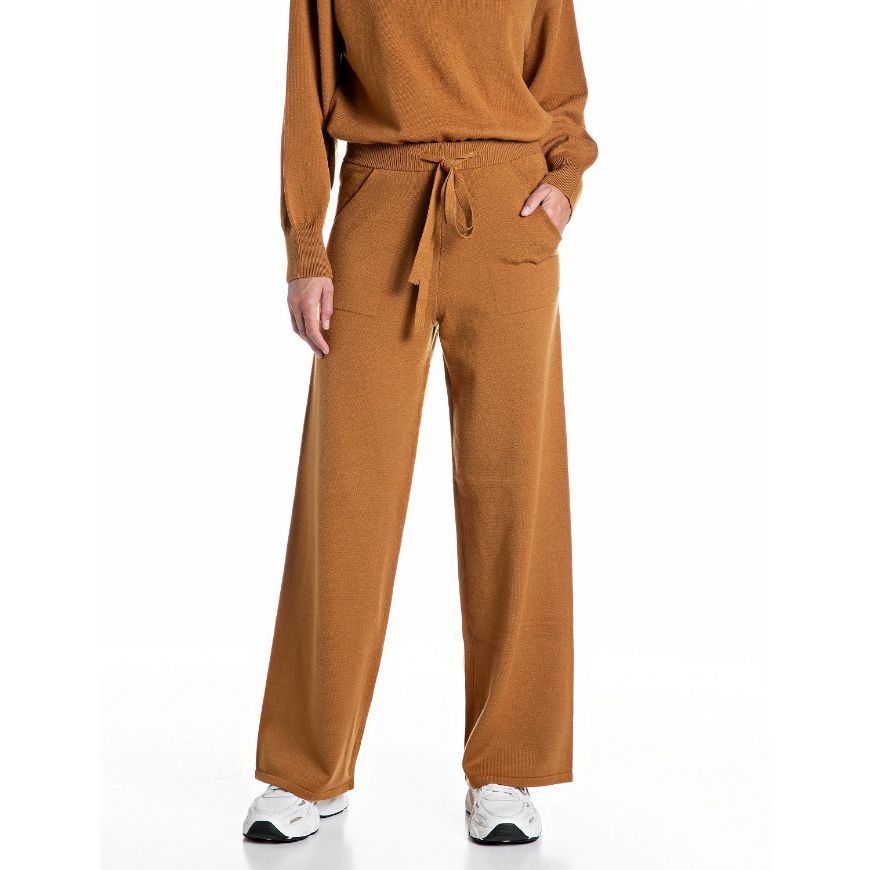 Picture of REPLAY WOMEN'S VISCOSE-BLEND REGULAR-FIT JOGGERS GOLDEN BROWN