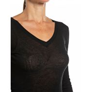 Picture of REPLAY WOMEN'S LONG-SLEEVED SKINNY COTTON RIB T-SHIRT BLACK 3