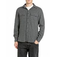Picture of REPLAY MEN'S REGULAR MELANGE FLANNEL SHIRT IRON MELANGE 1