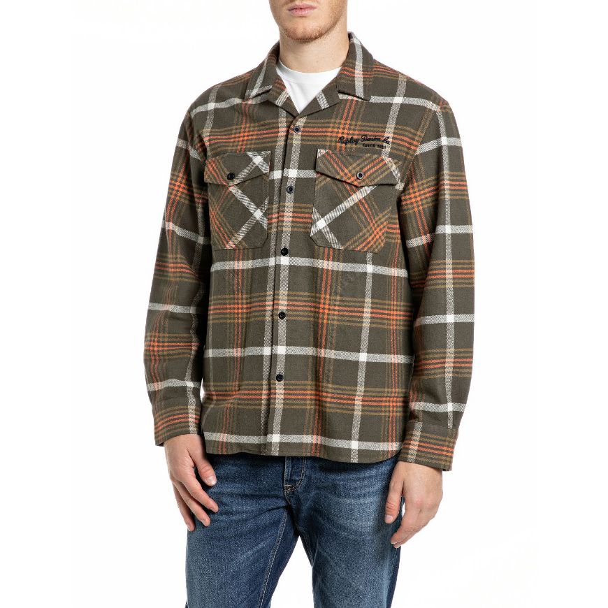 Снимка на REPLAY МЪЖКО ЯКЕ CHECKED FLANNEL SHIRT JACKET MILIT/ORANGE/WHITE/CAMEL CHECK