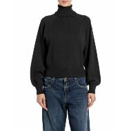 Picture of REPLAY WOMEN'S OVERSIZED TURTLE-NECK VISCOSE-BLEND SWEATER BLACK 1