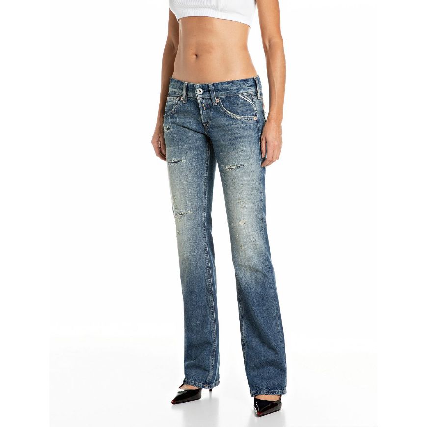 Снимка на REPLAY ДАМСКИ ДЕНИМ DEMIM FLARED-FIT BOOTCUT RECYCLED DENIM JEANS MEDIUM BLUE