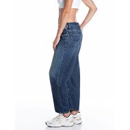 Picture of REPLAY WOMEN'S JANIE BARREL-FIT RECYCLED DENIM JEANS DARK BLUE 4
