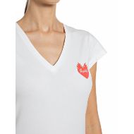 Picture of REPLAY WOMEN'S STRETCH JERSEY T-SHIRT WITH BURNING HEART NATURAL WHITE 3