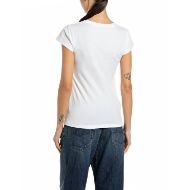 Picture of REPLAY WOMEN'S STRETCH JERSEY T-SHIRT WITH BURNING HEART NATURAL WHITE 2