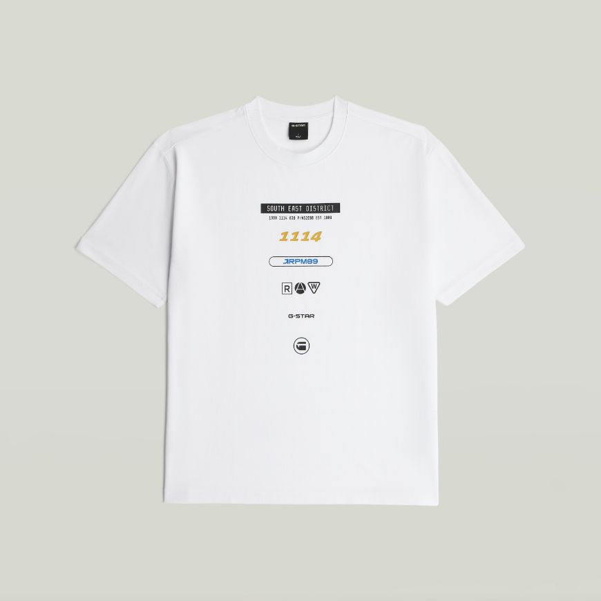 Picture of G-STAR MEN'S MULTI LOGO RELAXED T-SHIRT WHITE