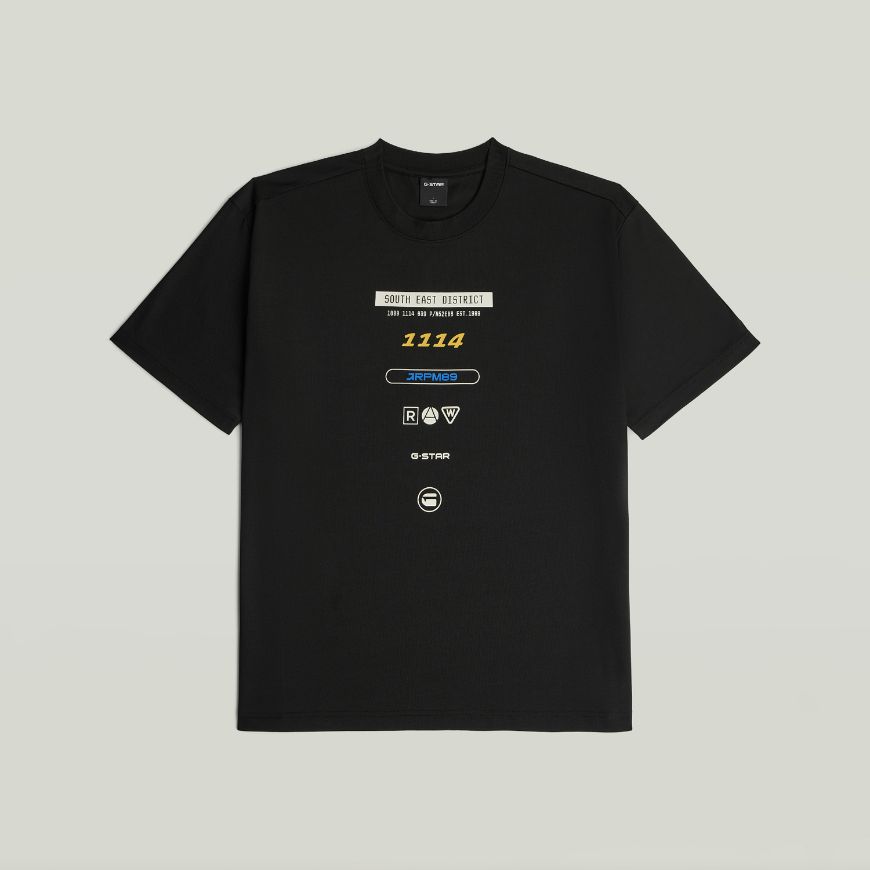 Picture of G-STAR MEN'S MULTI LOGO RELAXED T-SHIRT DK BLACK