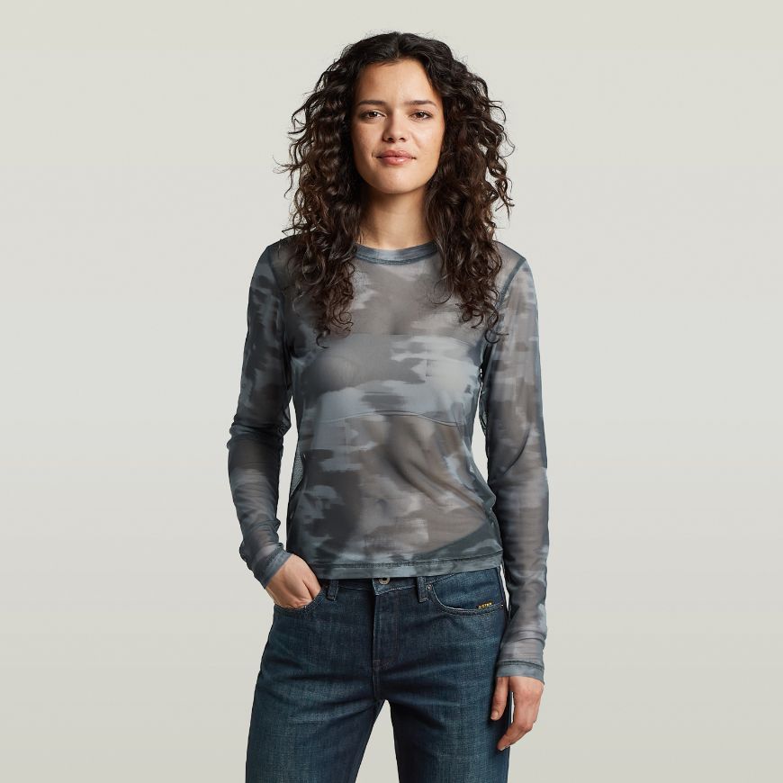 Picture of G-STAR WOMEN'S MOTION CAMO SLIM T-SHIRT KEIAN MOTION CAMO