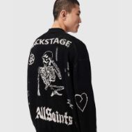 Picture of ALLSAINTS MEN'S STAGED CARDIGAN BLACK/ECRU WHITE 4