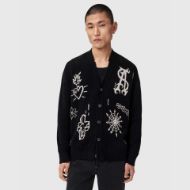 Picture of ALLSAINTS MEN'S STAGED CARDIGAN BLACK/ECRU WHITE 1