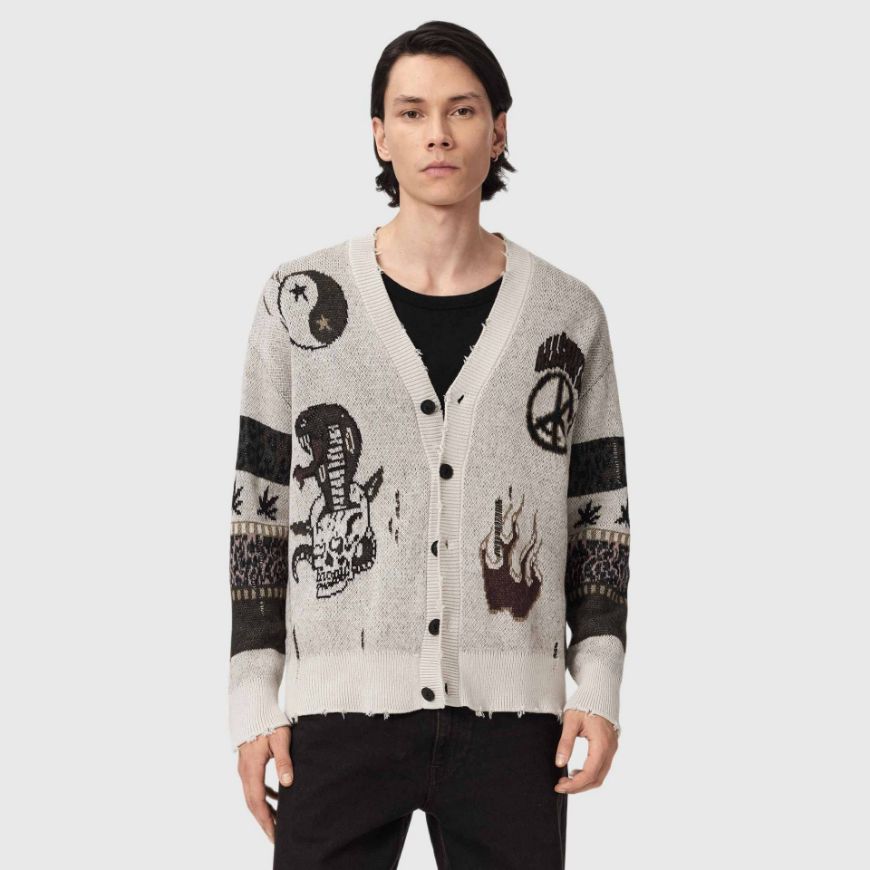 Picture of ALLSAINTS MEN'S BRAM CARDIGAN ECRU WHITE