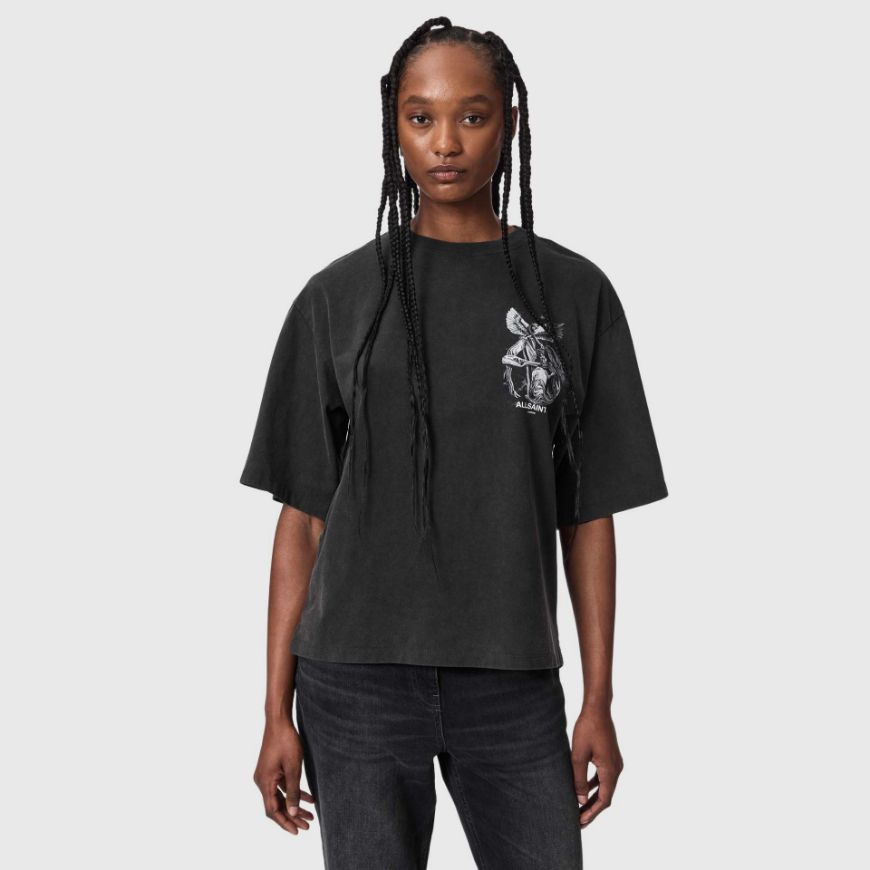 Снимка на ALLSAINTS ДАМСКИ ТОП SERAPH AMELIE SHORT SLEEVE WASHED BLACK