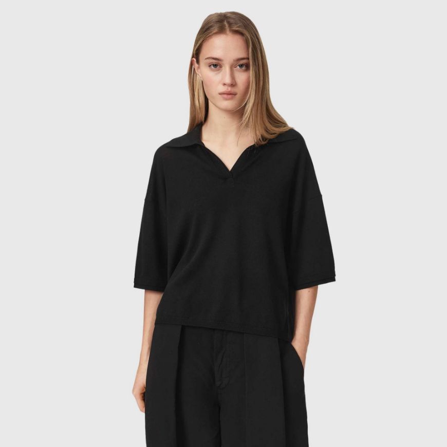 Picture of ALLSAINTS WOMEN'S BERN POLO BLACK