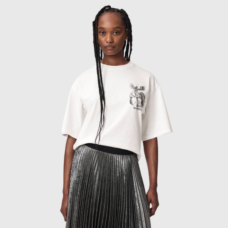 Снимка на ALLSAINTS ДАМСКИ ТОП SERAPH AMELIE SHORT SLEEVE CHALK WHITE