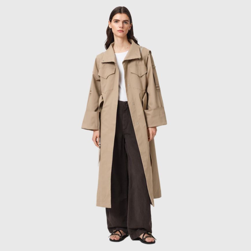 Picture of ALLSAINTS WOMEN'S CLAYTON TRENCH CEMENT GREY