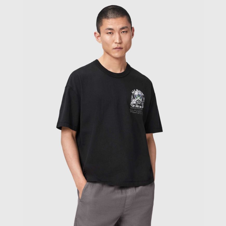 Снимка на ALLSAINTS МЪЖКА БЛУЗА HULA SHORT SLEEVE CREW WASHED BLACK