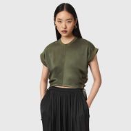 Picture of ALLSAINTS WOMEN'S MIRA SATIN TEE WILD GREEN 1