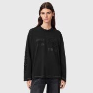 Picture of ALLSAINTS WOMEN'S UNRULY SUSIE LONG SLEEVE TEE JET BLACK 1