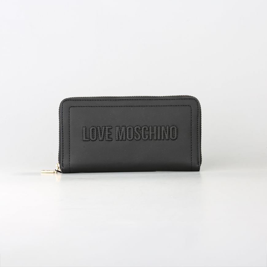 Picture of LOVE MOSCHINO WOMEN'S ZIP AROUND WALLET SIGNATURE LOVE BLACK