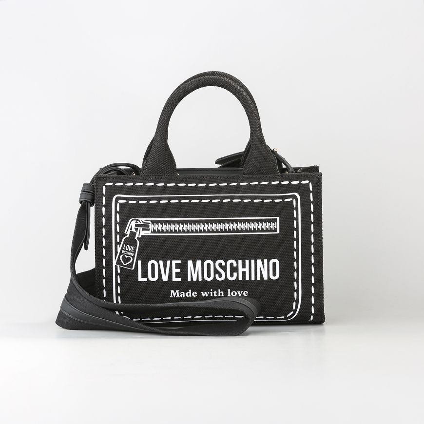 Picture of LOVE MOSCHINO WOMEN'S SHOPPING BAG SIGNATURE LOVE PRINT BLACK