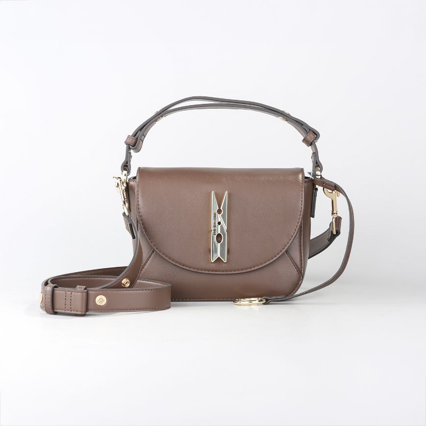 Picture of LOVE MOSCHINO WOMEN'S HANDBAG PINNED LOVE BROWN